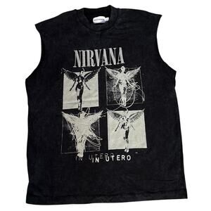 ASOS Topman Nirvana Size M Cut Off Sleeves Muscle Tee In Utero Embroidered